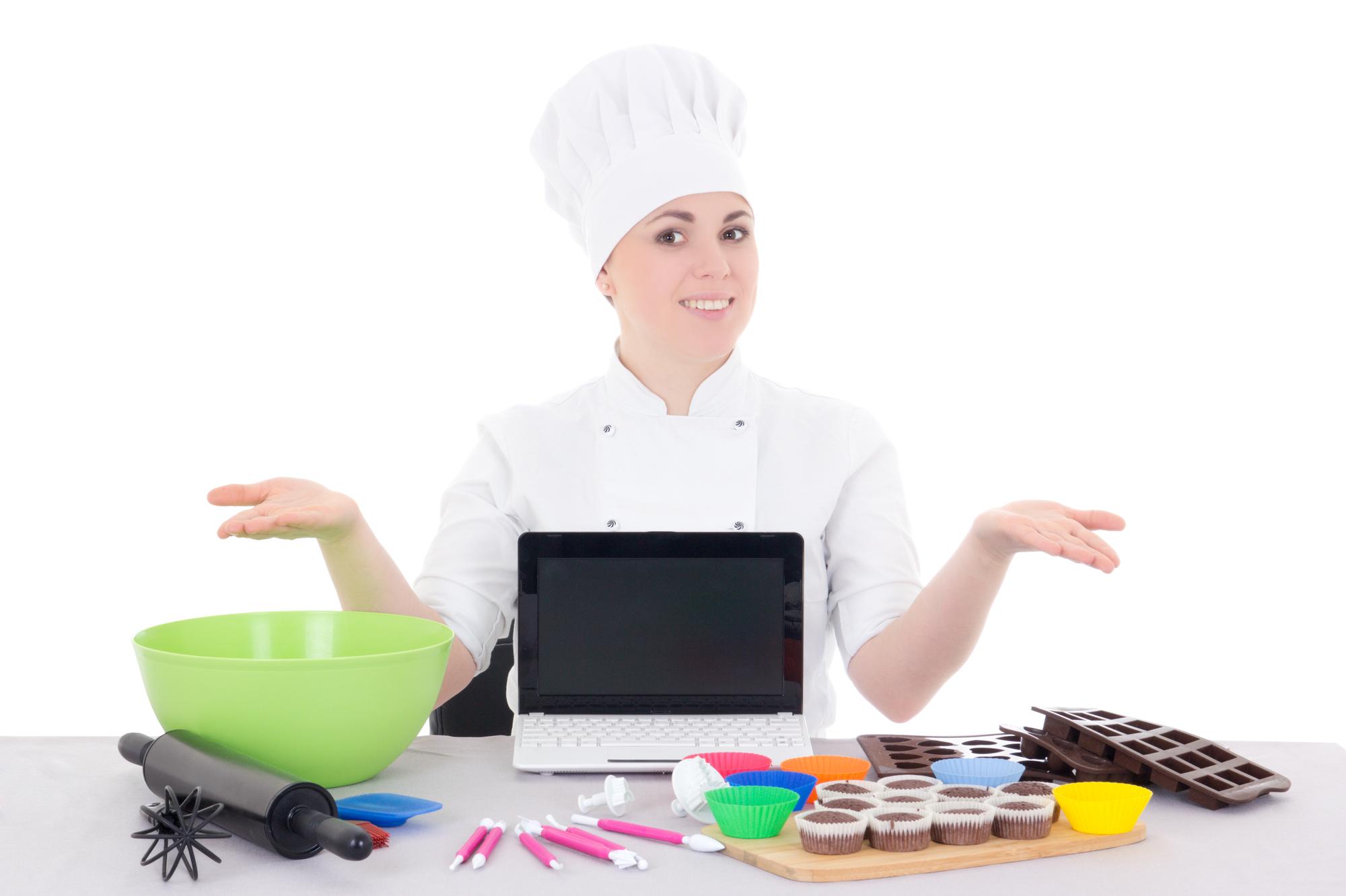 Lezione live di cucina con grafica tecnica